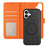 For iPhone 17 Leather Case Detachable Wallet Magnetic Phone Cover with Hand Strap - Black / Orange - 7