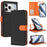 For iPhone 18 Pro / 17 Pro Leather Case Detachable Wallet Magnetic Phone Cover with Hand Strap - Black / Orange - 1