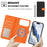 For iPhone 18 Pro / 17 Pro Leather Case Detachable Wallet Magnetic Phone Cover with Hand Strap - Black / Orange - 4