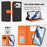 For iPhone 18 Pro / 17 Pro Leather Case Detachable Wallet Magnetic Phone Cover with Hand Strap - Black / Orange - 6