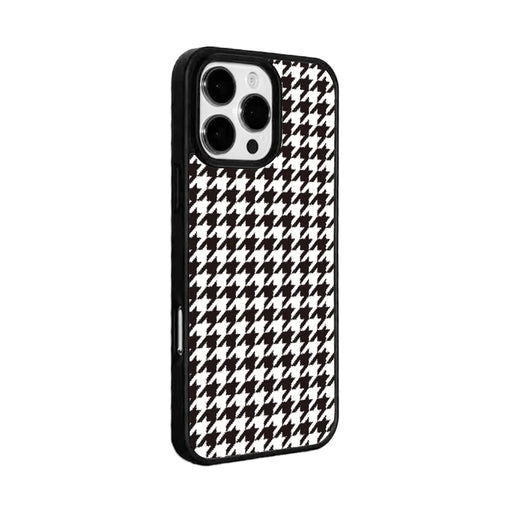 EYCASE For iPhone 15 Pro Magnetic Case  Grid Series Black Edge TPU + Acrylic Cover - Black White Houndstooth - 2