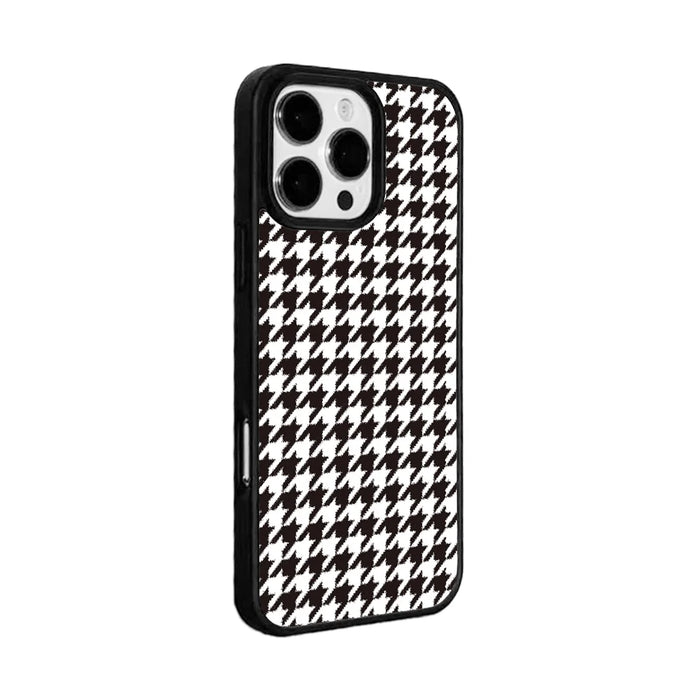 EYCASE For iPhone 15 Pro Magnetic Case  Grid Series Black Edge TPU + Acrylic Cover - Black White Houndstooth - 2