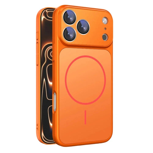 For iPhone 17 Pro Max Case Compatible with MagSafe Skin-touch PC + Silicone Phone Cover with Lens Film - Orange - 1