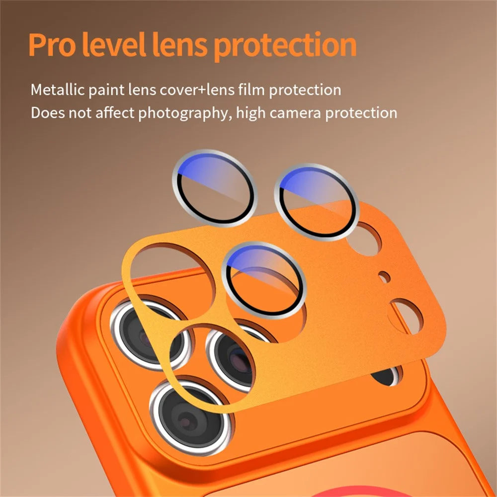 For iPhone 17 Pro Max Case Compatible with MagSafe Skin-touch PC + Silicone Phone Cover with Lens Film - Orange - 2