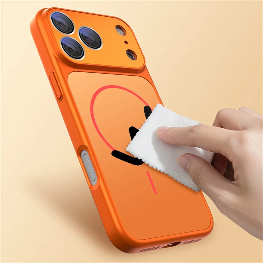 For iPhone 17 Pro Case Compatible with MagSafe Skin-touch PC + Silicone Phone Cover with Lens Film - Orange - 6