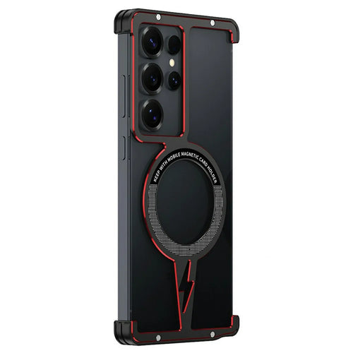 For Samsung Galaxy S25 Ultra Magnetic Bumper Case Aluminium Alloy Metal Frameless Phone Cover - Black  /  Red - 1
