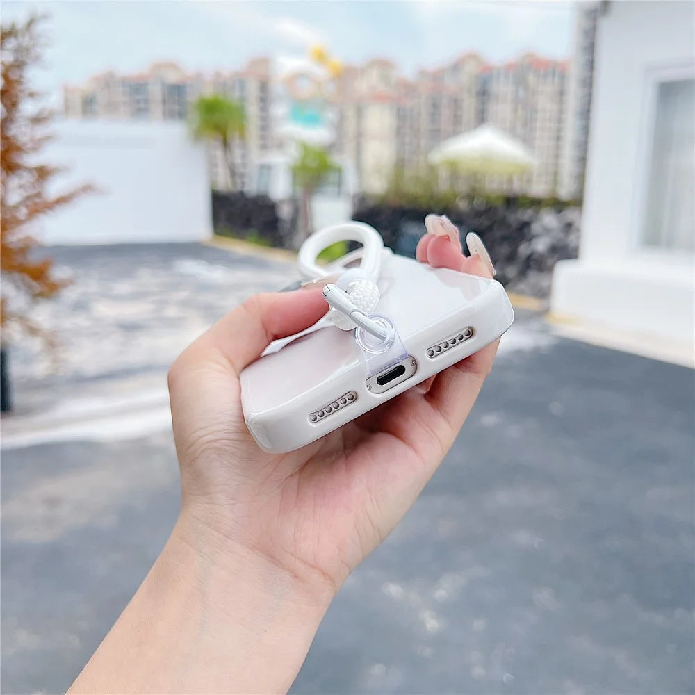 For iPhone 17 Pro Magnetic Case  TPU + PC Lens Kickstand Phone Cover with Tempered Glass and Strap Compatible with MagSafe  - White - 2