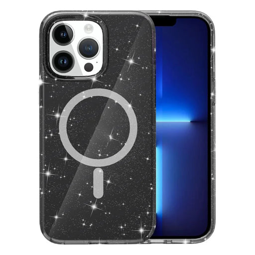 AMORUS For iPhone 13 Pro Magnetic Case Compatible with MagSafe Glitter Powder PC + TPU Phone Cover - Black - 1