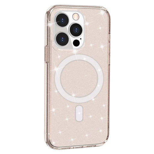 AMORUS For iPhone 14 Pro Max Magnetic Case Compatible with MagSafe Glitter Powder PC + TPU Phone Cover - Gold - 1