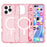 AMORUS For iPhone 16 Pro Max Magnetic Case Compatible with MagSafe Glitter Powder PC + TPU Phone Cover - Pink - 1