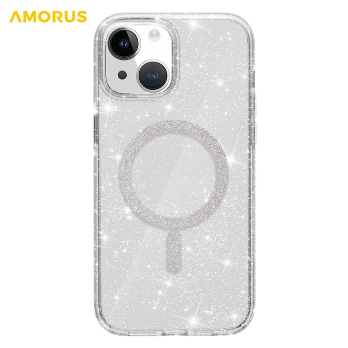 AMORUS Magnetic Case For iPhone 13  /  14 Compatible with MagSafe Glitter Powder PC + TPU Phone Cover - 2