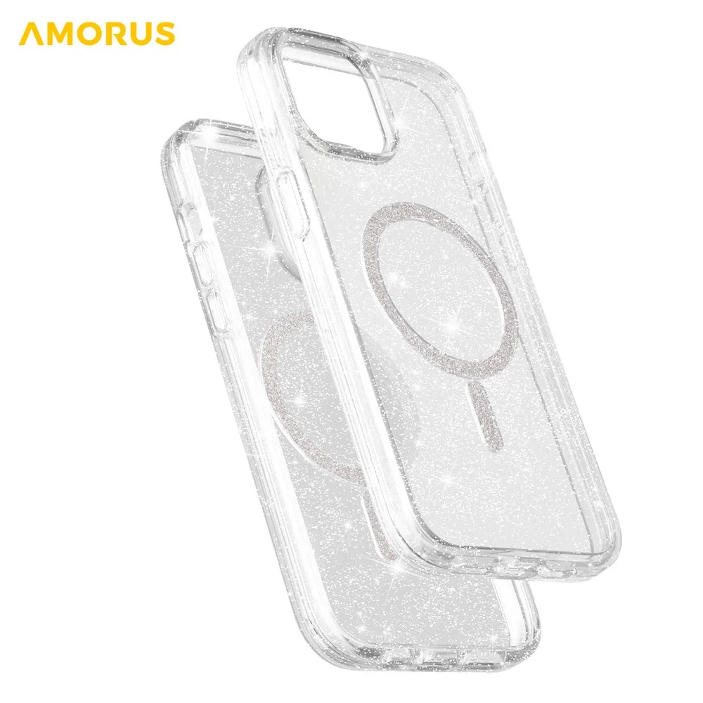 AMORUS Magnetic Case For iPhone 13  /  14 Compatible with MagSafe Glitter Powder PC + TPU Phone Cover - 5