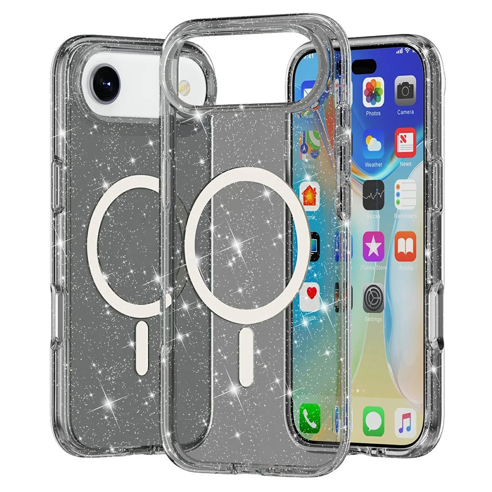 AMORUS For iPhone Air Magnetic Case Compatible with MagSafe Glitter Powder PC + TPU Phone Cover - Black - 1