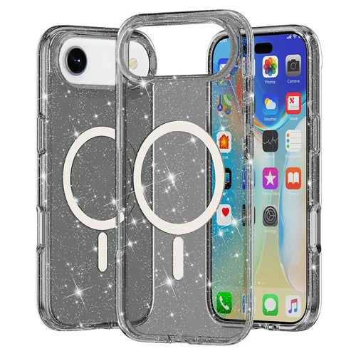 AMORUS For iPhone Air Magnetic Case Compatible with MagSafe Glitter Powder PC + TPU Phone Cover - Black - 1