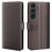 AMORUS For Samsung Galaxy S26 Stand Cases Calf Texture Genuine Split Leather Wallet Phone Cover - Brown - 1