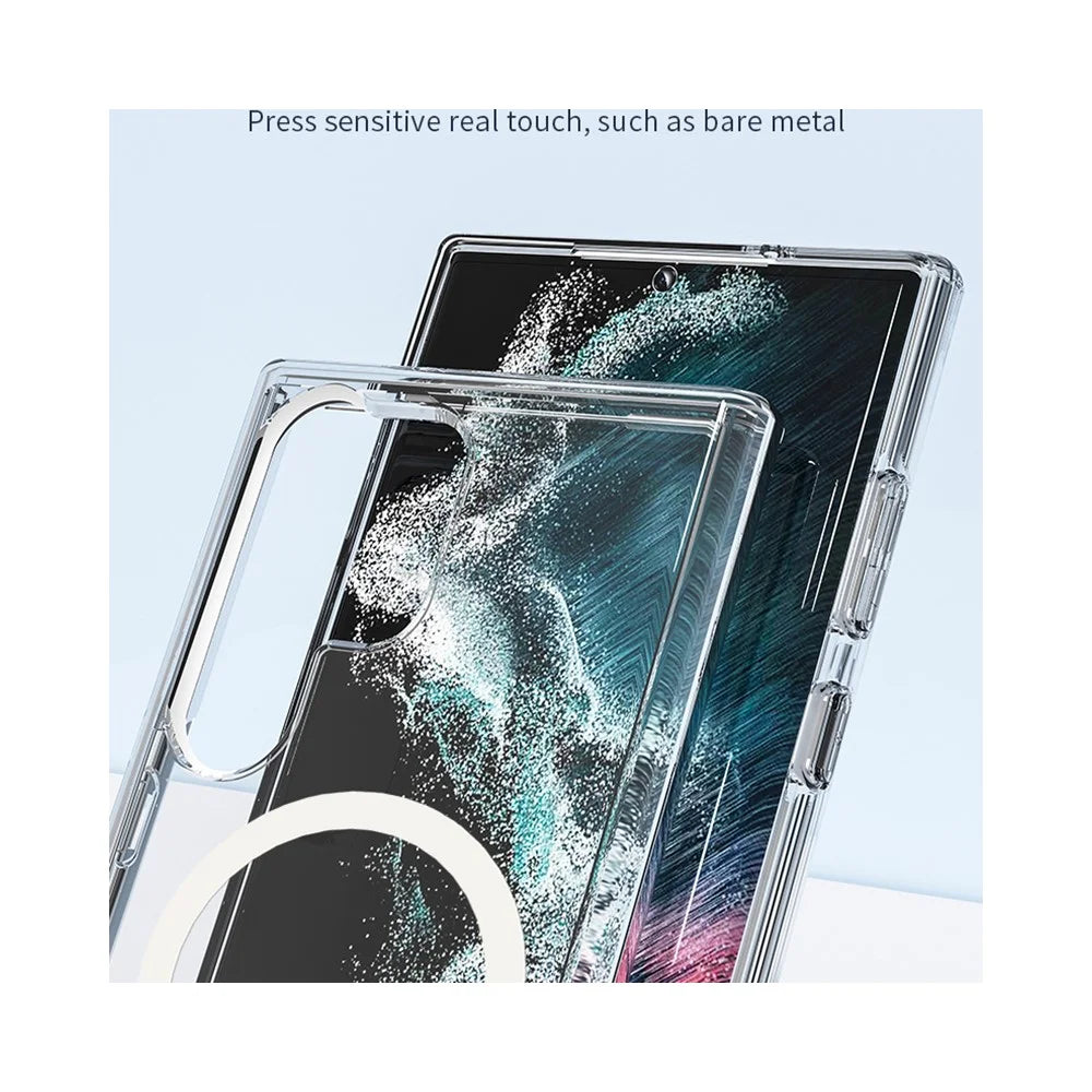 AMORUS For Samsung Galaxy S24 Ultra Magnetic Case Glitter Powder PC + TPU Phone Cover - White - 5