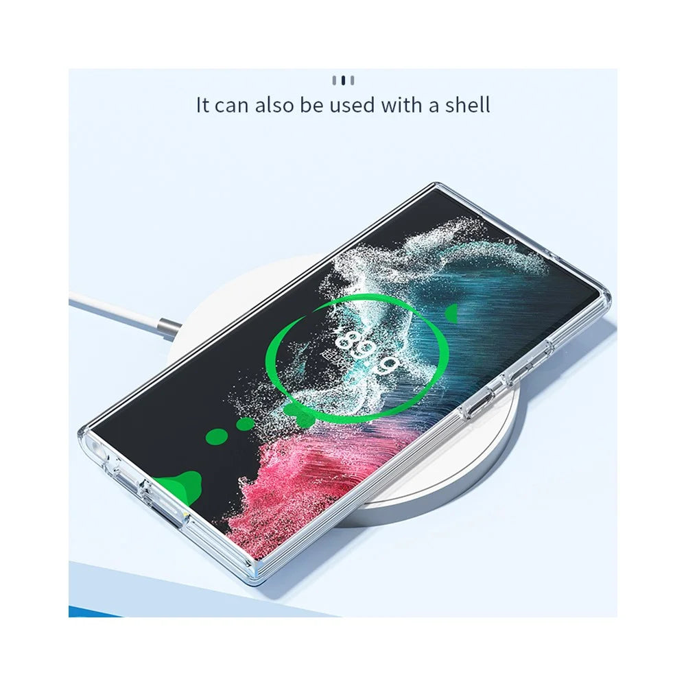 AMORUS For Samsung Galaxy S24 Ultra Magnetic Case Glitter Powder PC + TPU Phone Cover - White - 7