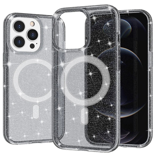 AMORUS Magnetic Case For iPhone 12 Pro  /  12 Compatible with MagSafe Glitter Powder PC + TPU Phone Cover - Black - 1