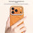 JAUCASE For iPhone 17 Pro Case Compatible with MagSafe Rhinestone Decor Metal Lens Frame PU + TPU Phone Back Cover - Orange - 7