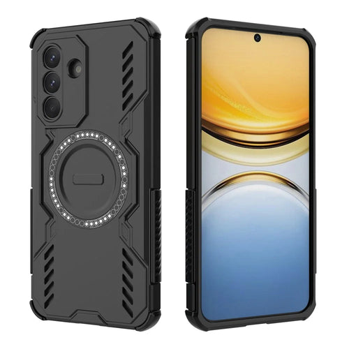 For Samsung Galaxy A37 5G Magnetic Case Butterfly Armor Hollow Heat Dissipation PC + TPU Phone Cover - Black - 1