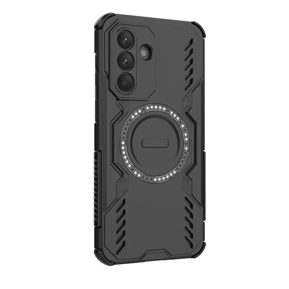 For Samsung Galaxy A37 5G Magnetic Case Butterfly Armor Hollow Heat Dissipation PC + TPU Phone Cover - Black - 2