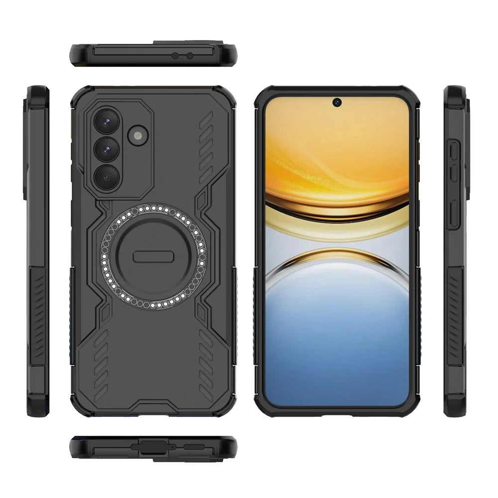 For Samsung Galaxy A37 5G Magnetic Case Butterfly Armor Hollow Heat Dissipation PC + TPU Phone Cover - Black - 3