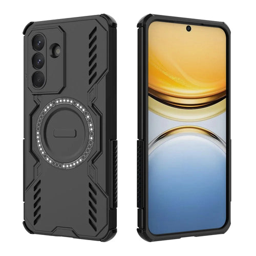 For Samsung Galaxy A57 5G Magnetic Case Butterfly Armor Hollow Heat Dissipation PC + TPU Phone Cover - Black - 1