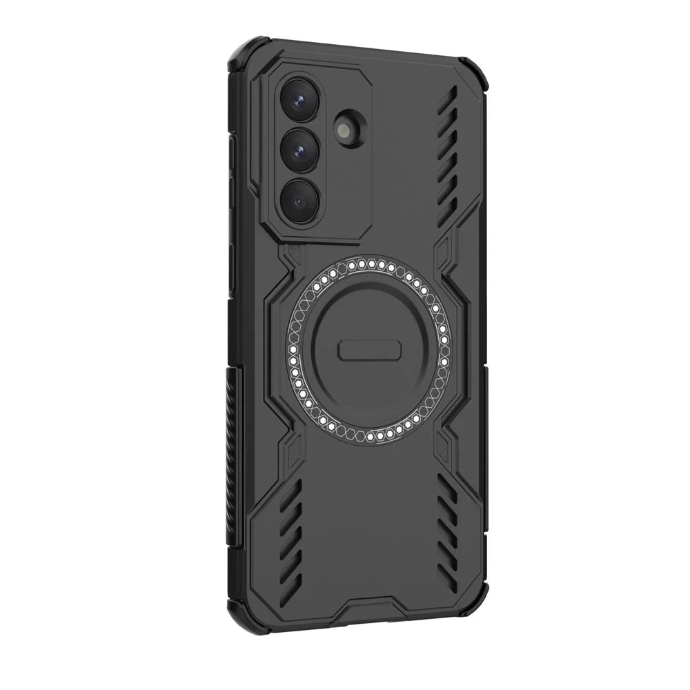 For Samsung Galaxy A57 5G Magnetic Case Butterfly Armor Hollow Heat Dissipation PC + TPU Phone Cover - Black - 2