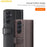 AMORUS For Samsung Galaxy S23 FE Stand Cases Calf Texture Genuine Split Leather Wallet Phone Cover - Black - 6