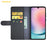 AMORUS For Samsung Galaxy A25 5G (Global) (161mm) Stand Cases Calf Texture Genuine Split Leather Wallet Phone Cover - Black - 2