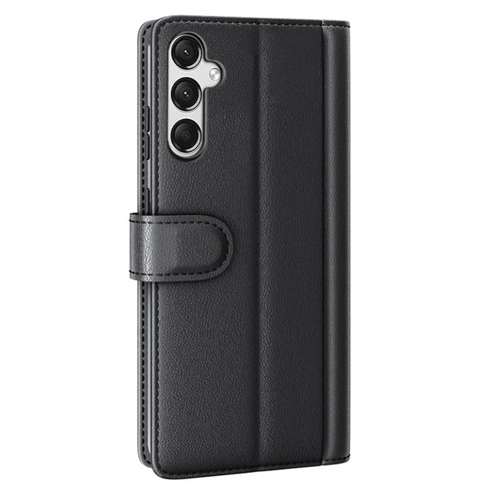 AMORUS For Samsung Galaxy A25 5G (Global) (161mm) Stand Cases Calf Texture Genuine Split Leather Wallet Phone Cover - Black - 7