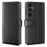AMORUS For Samsung Galaxy A15 5G Stand Cases Calf Texture Genuine Split Leather Wallet Phone Cover - Black - 1
