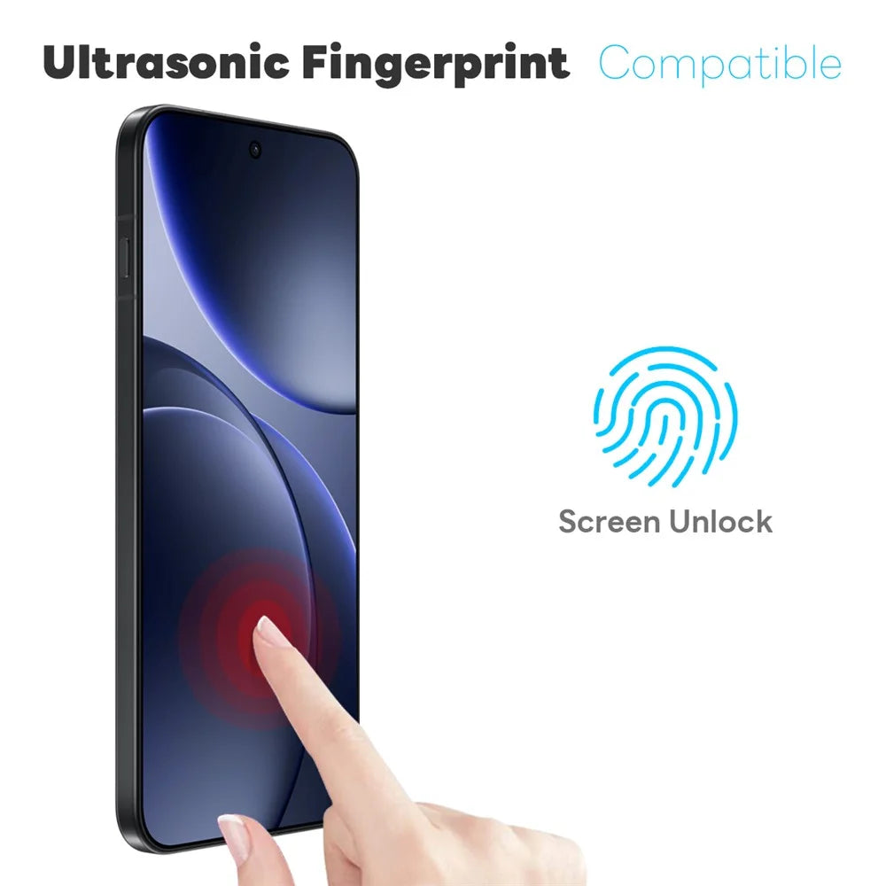NORTHJO For Oppo Find X9 5G Case Soft TPU Clear Phone Cover with Tempered Glass Screen Protector (Support Fingerprint Unlock) - 4