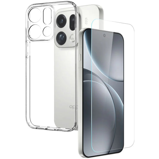 NORTHJO For Oppo Find X9 Pro 5G Case Soft TPU Clear Phone Cover with Tempered Glass Screen Protector (Support Fingerprint Unlock) - 1