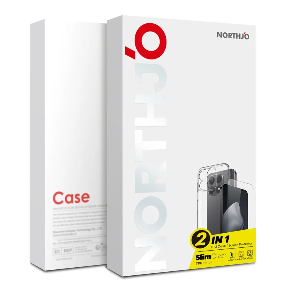 NORTHJO For OnePlus 15 5G Case Soft TPU Clear Phone Cover with Tempered Glass Screen Protector (Support Fingerprint Unlock) - 5
