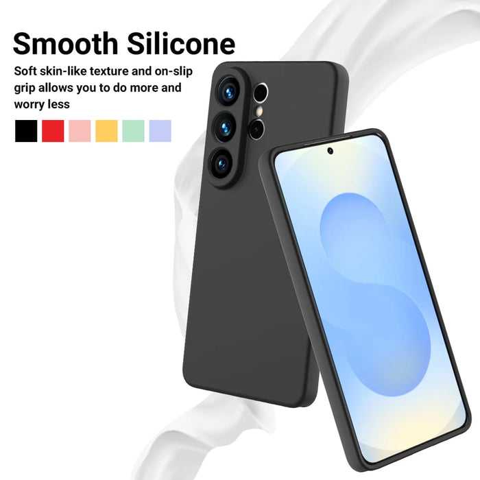 For Samsung Galaxy S26 Ultra Liquid Silicone Case Phone Back Cover with Hand Strap - Black - 3