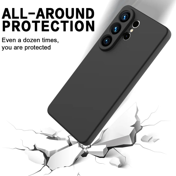 For Samsung Galaxy S26 Ultra Liquid Silicone Case Phone Back Cover with Hand Strap - Black - 5