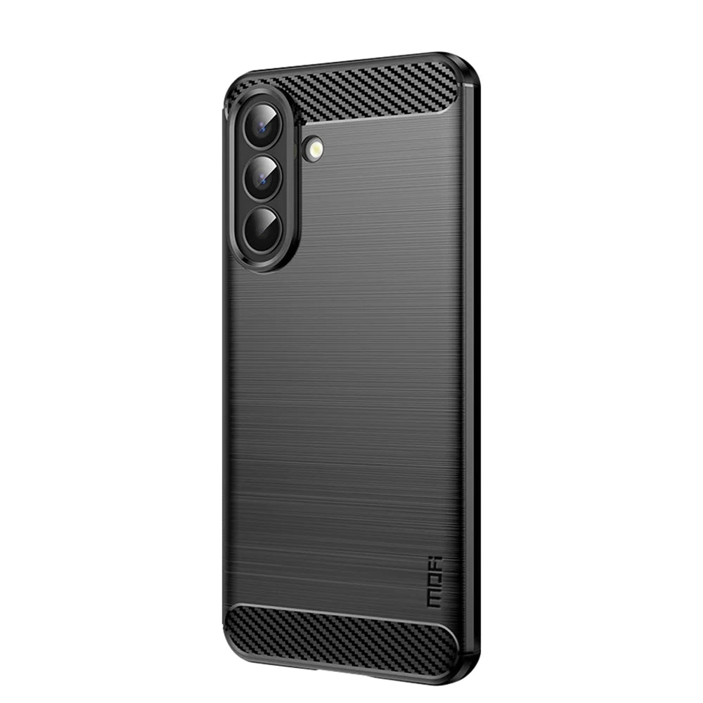 MOFI For Samsung Galaxy A57 5G Back Cover  Brushed Texture Carbon Fiber Soft TPU Case - Black - 1