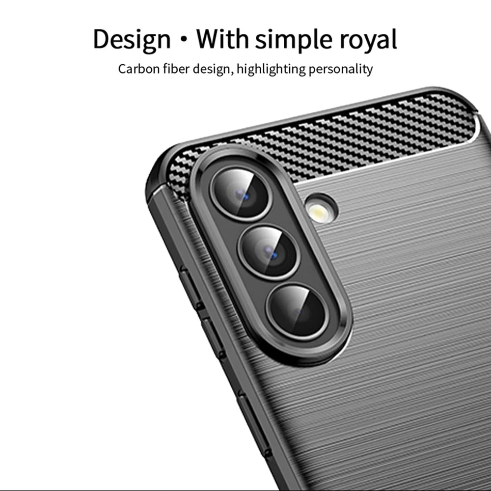 MOFI For Samsung Galaxy A57 5G Back Cover  Brushed Texture Carbon Fiber Soft TPU Case - Black - 2
