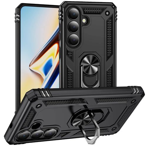 For Samsung Galaxy S26 Case PC + TPU Phone Cover with Kickstand - Black - 1