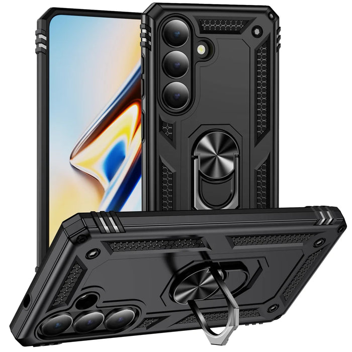 For Samsung Galaxy S26 Case PC + TPU Phone Cover with Kickstand - Black - 1