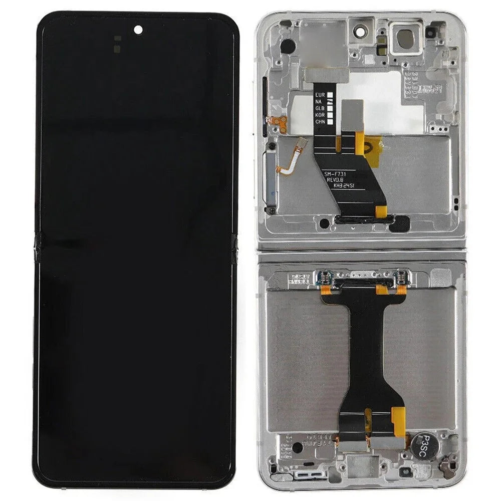 For Samsung Galaxy Z Flip5 5G F731 Grade B AMOLED Screen and Digitizer Assembly + Frame (without Logo) - Silver - 2
