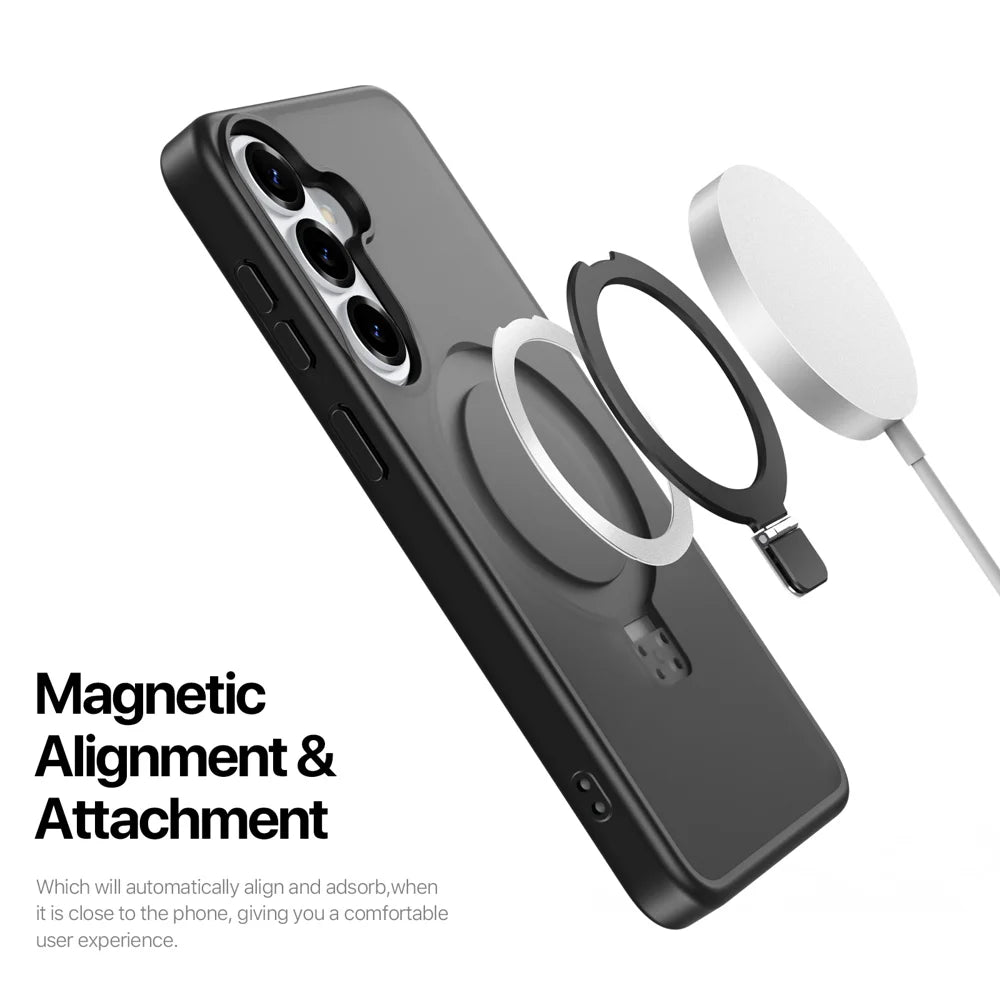 DUX DUCIS For Samsung Galaxy S26+ Magnetic Case  Yind Series Kickstand PC TPU Matte Phone Cover - Black - 6
