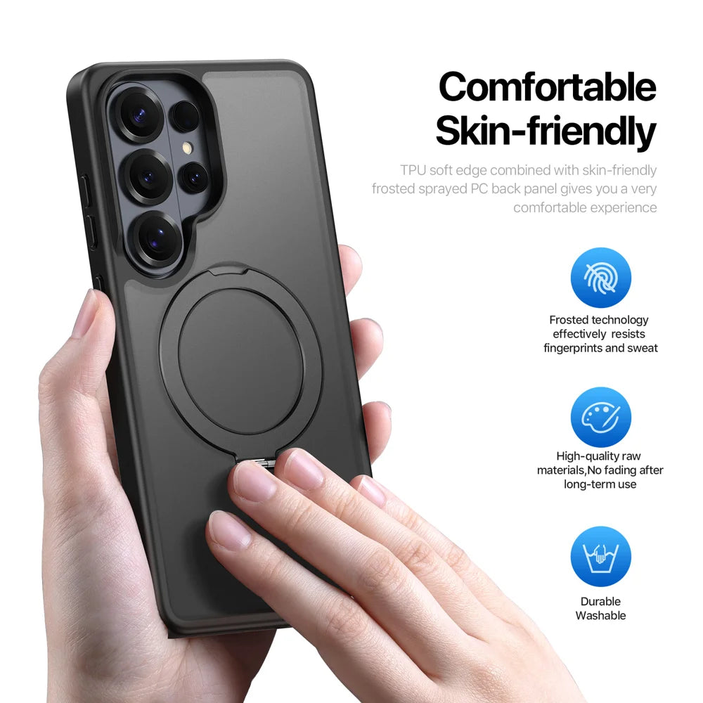 DUX DUCIS For Samsung Galaxy S26 Ultra Magnetic Case  Yind Series Kickstand PC TPU Matte Phone Cover - Black - 5