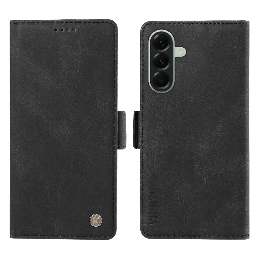 YIKATU For Samsung Galaxy A57 5G Leather Case  YK-005 Skin-touch Feeling Wallet Phone Cover - Black - 1