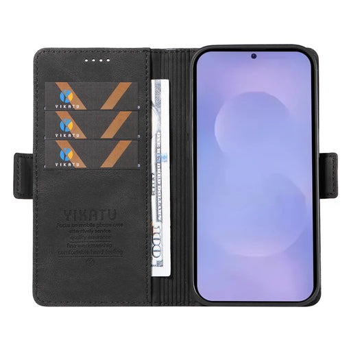 YIKATU For Samsung Galaxy S26+ Leather Case  YK-005 Skin-touch Feeling Wallet Phone Cover - Black - 2