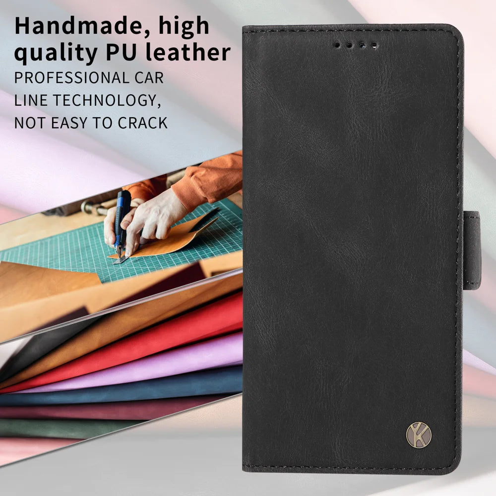 YIKATU For Samsung Galaxy S26+ Leather Case  YK-005 Skin-touch Feeling Wallet Phone Cover - Black - 4