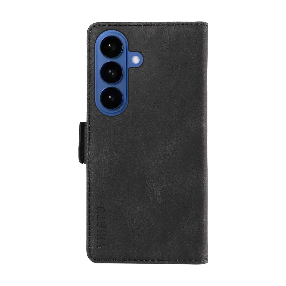 YIKATU For Samsung Galaxy S26+ Leather Case  YK-005 Skin-touch Feeling Wallet Phone Cover - Black - 7