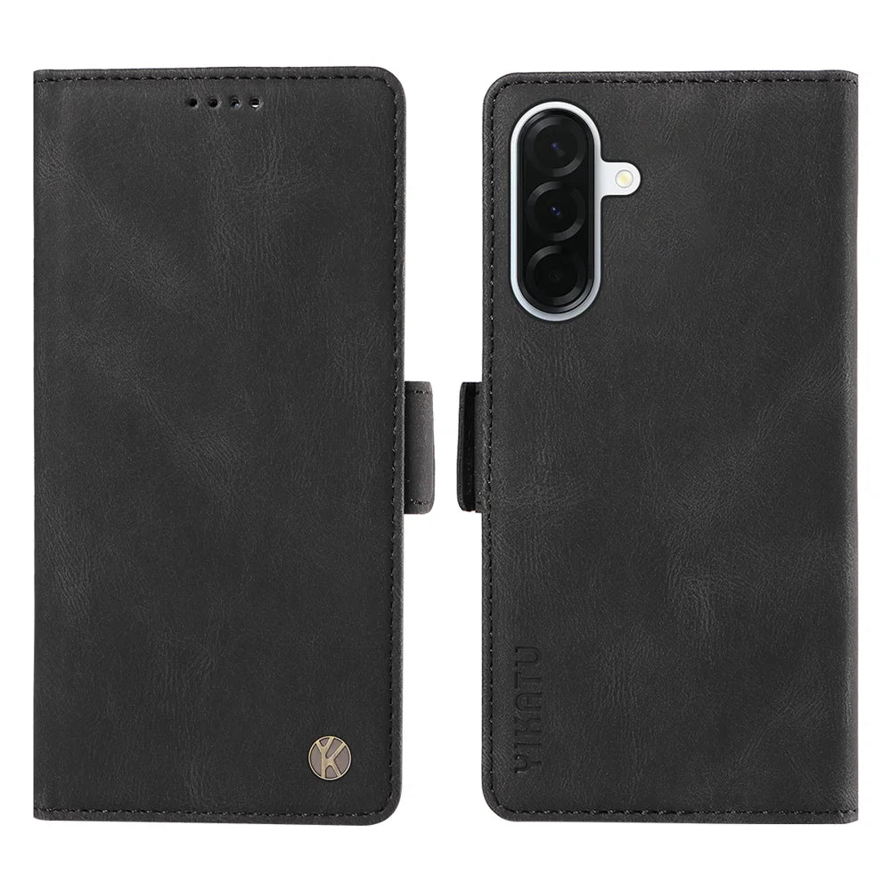 YIKATU For Samsung Galaxy A37 5G Leather Case  YK-005 Skin-touch Feeling Wallet Phone Cover - Black - 1