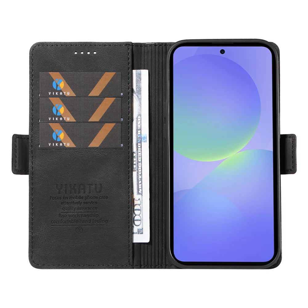 YIKATU For Samsung Galaxy A37 5G Leather Case  YK-005 Skin-touch Feeling Wallet Phone Cover - Black - 2